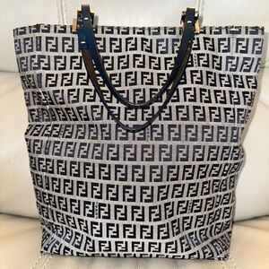 Fendi Zuccino tote bag! EUC! Navy and Grey monogram